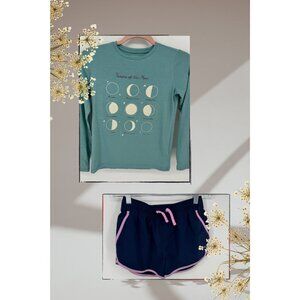 J. Crew Crewcuts Girls Active Tech Shorts and Moon Phases Graphic Tee